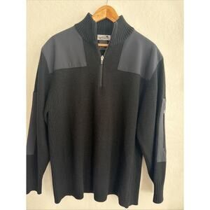 Obermeyer 1/4 Zip Pullover Black Wool‎ Acrylic Ski Lodge Sweater M Apres Ski